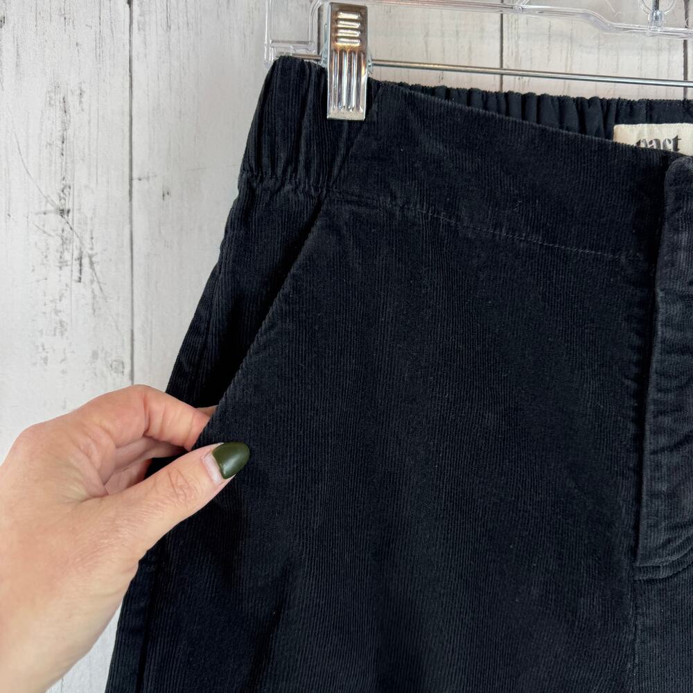 Pact Black Organic Corduroy Palazzo Pants High Rise Wide Leg Retro Size Small - Picture 3 of 16